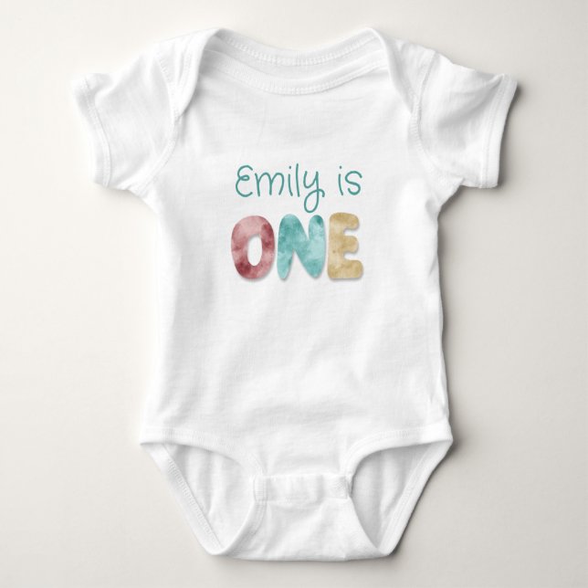 Personalized ONE First Birthday Baby Bodysuit (Front)