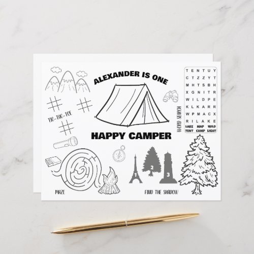 Personalized One Happy Camper Coloring Placemat