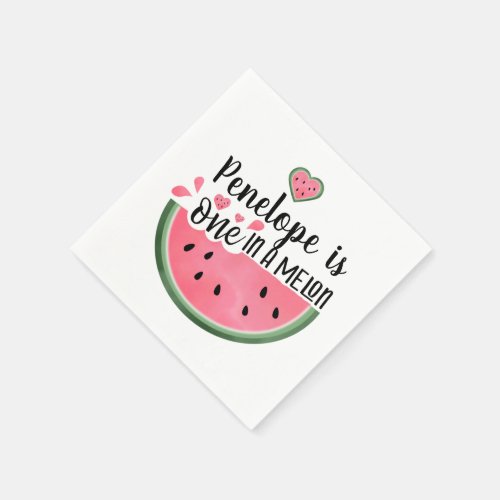 Personalized One In A Melon Birthday Napkins