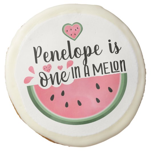 Personalized One In A Melon Birthday Sugar Cookie (Front)
