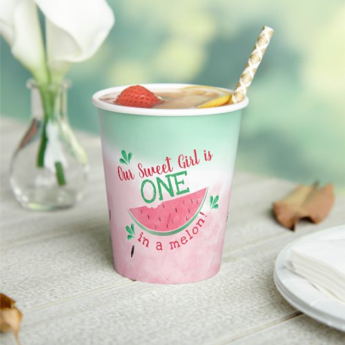 Personalized One In A Melon Watercolor Birthday Paper Cups
