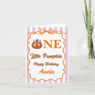Personalized One Little Pumpkin First Birthday Card