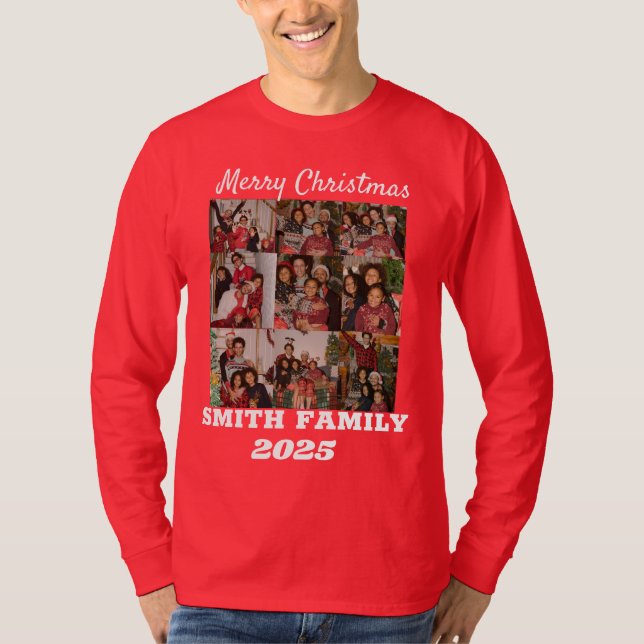 Personalized One Of A Kind Family Photo Collage  T-Shirt (Front)