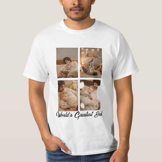 Personalized One Of A Kind Family Photo Collage  T-Shirt (Front)