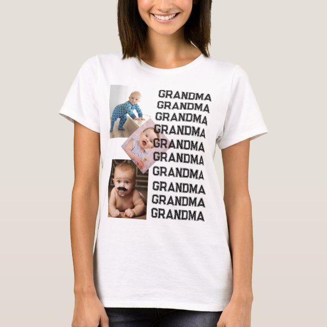 Personalized One Of A Kind Photo Collage GRANDMA T-Shirt (Front)