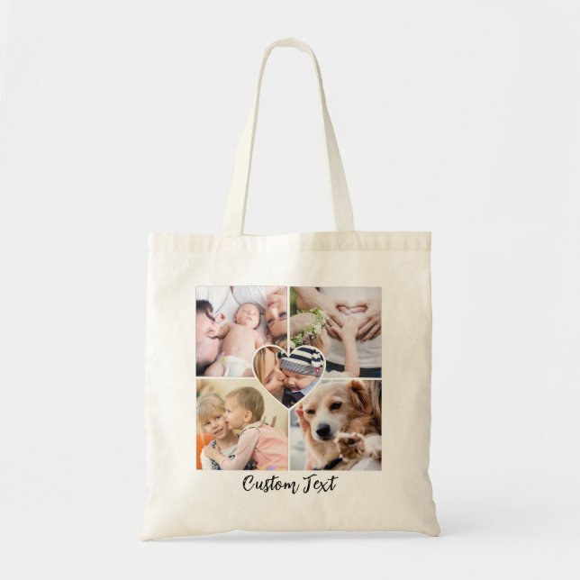 Personalized One of a Kind Photo Collage Tote Bag (Front)