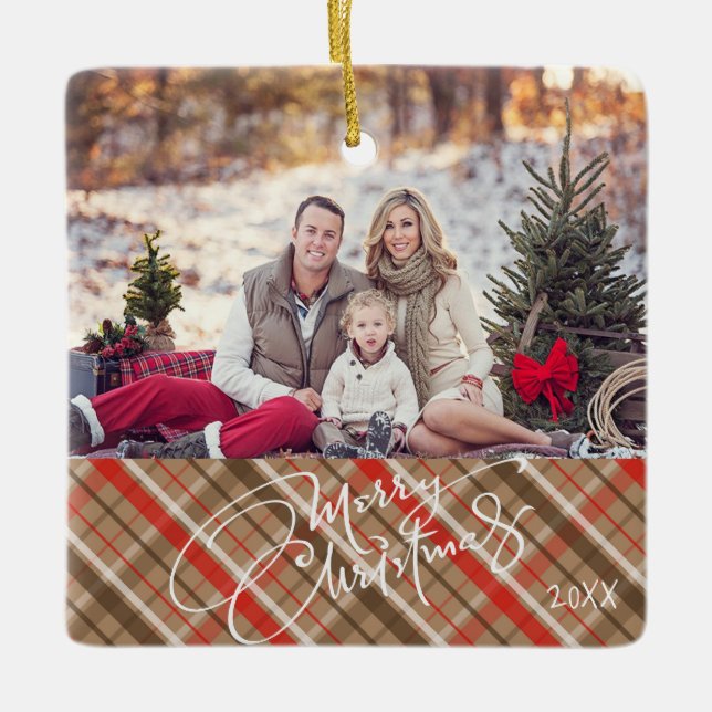 Personalized One Photo Merry Christmas Ornament (Front)