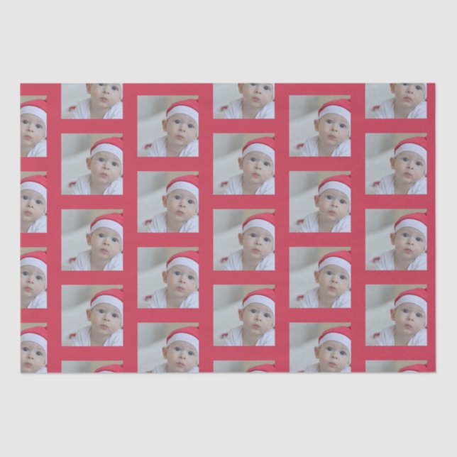 Personalized One Photo Pattern Holiday Tissue Paper (Front)