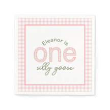 Personalized "One Silly Goose" Birthday Napkin