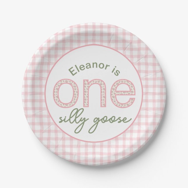 Personalized "One Silly Goose" Birthday Plate (Front)