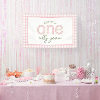 Personalized "One Silly Goose" Party Sign - Banner
