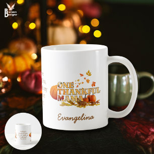 Personalized ONE THANKFUL MAMA Thanksgiving Coffee Mug