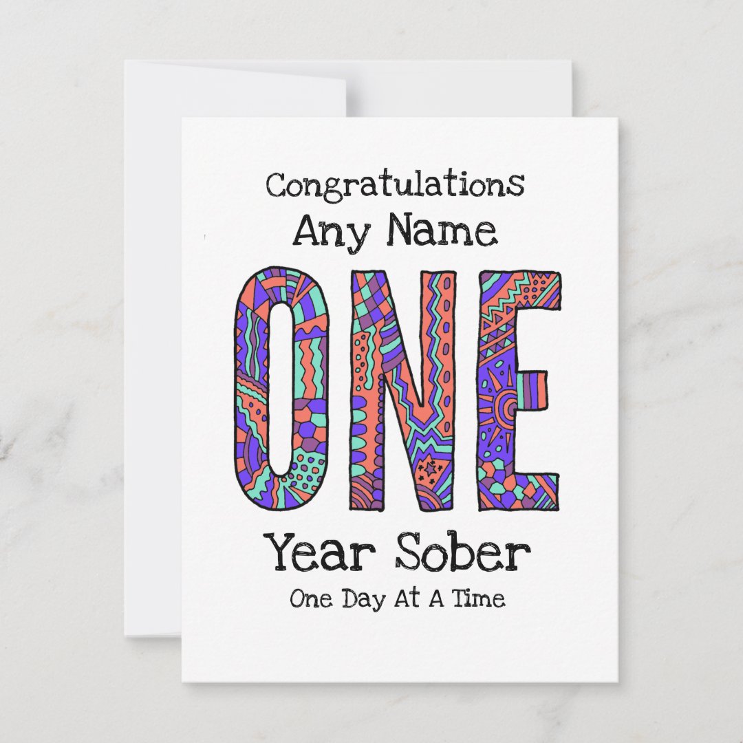 Personalized One year sober AA Anniversary Card | Zazzle