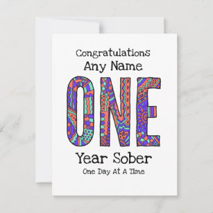 Personalized One year sober AA Anniversary Card