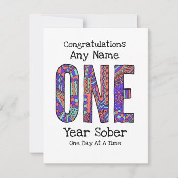 Personalized One Year Sober Aa Anniversary Card by Just_For_Today at Zazzle