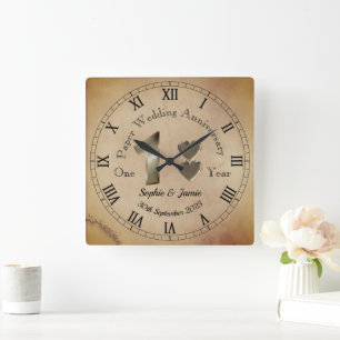 Personalized One Year Wedding Anniversary Clock