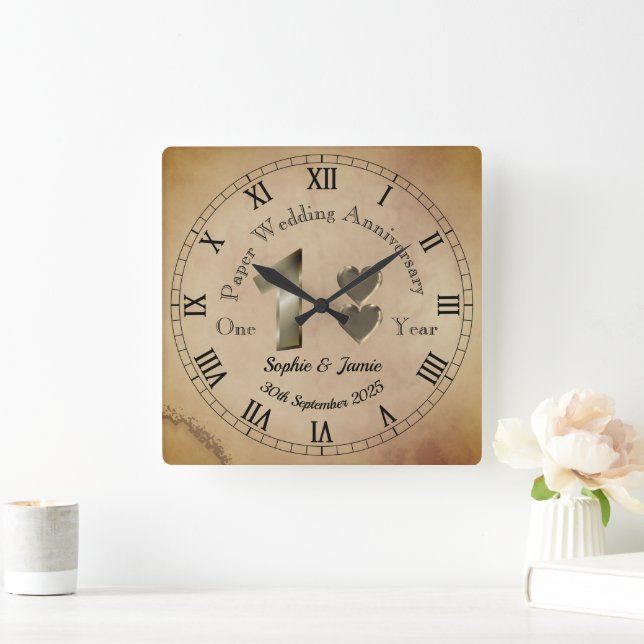 Personalized One Year Wedding Anniversary Clock  (Home)