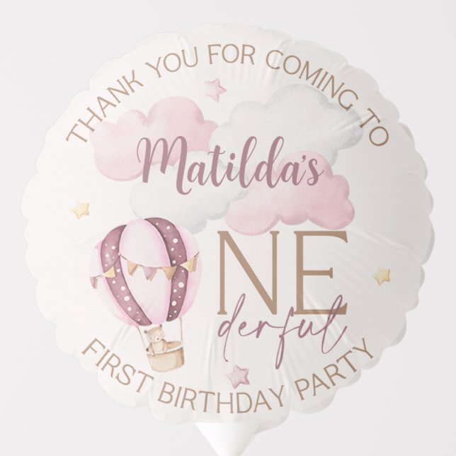 Personalized ONEderful 1st Birthday Helium Balloon (Front)