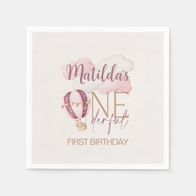 Personalized ONEderful 1st Birthday Paper Napkins (Front)