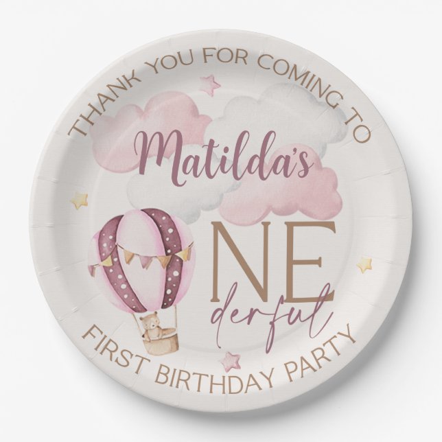 Personalized ONEderful 1st Birthday Paper Plates (Front)