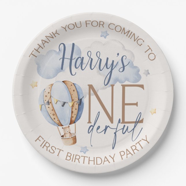 Personalized ONEderful 1st Birthday Party Plates (Front)