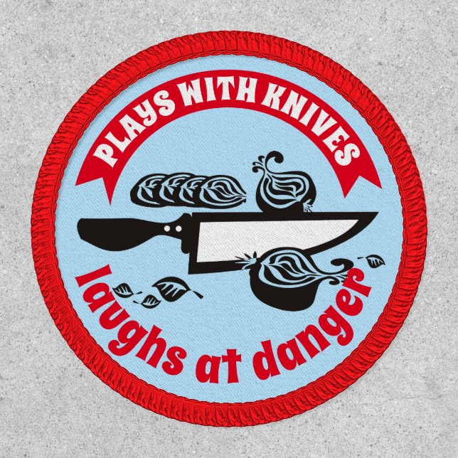Personalized onions chef knife culinary apparel patch (Front)