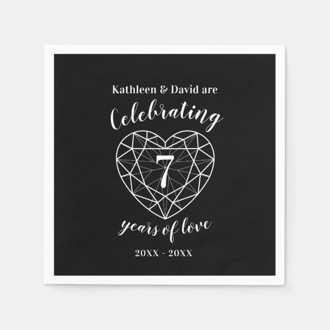 Personalized onyx anniversary 7 years napkins (Front)
