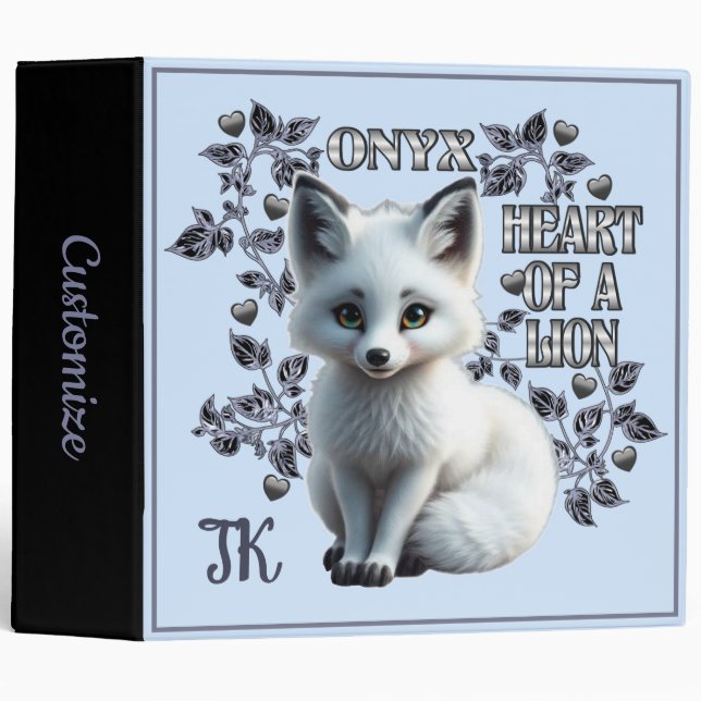Personalized Onyx - Heart Of A Lion   3 Ring Binder (Front/Spine)