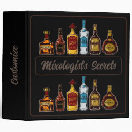 Personalized Open Bar Mixologist&#39;s  3 Ring Binder