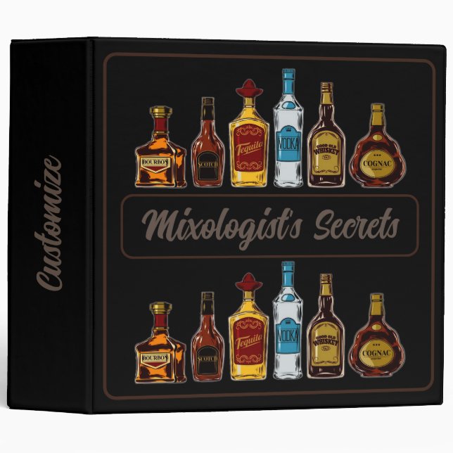 Personalized Open Bar Mixologist's  3 Ring Binder (Front/Spine)