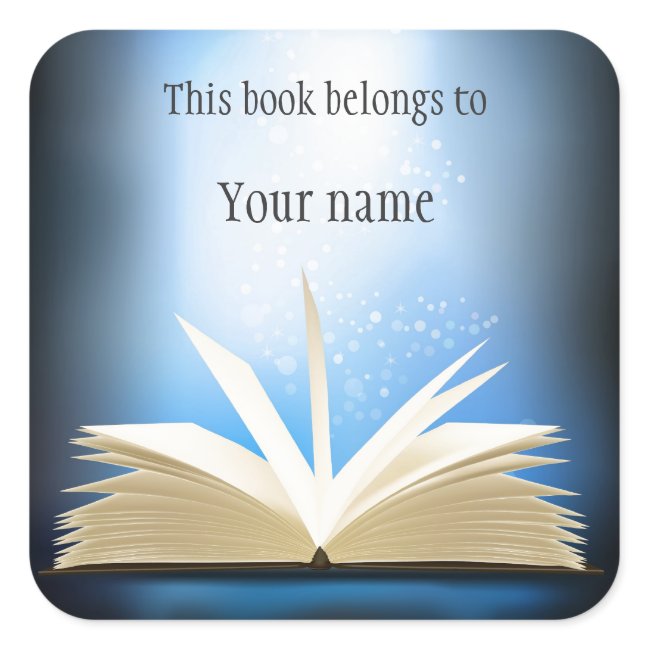 Personalized Open Book Design Bookplate Sticker