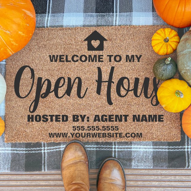 Personalized Open House Real Estate Custom Realtor Fiber Doormat (Creator Uploaded)