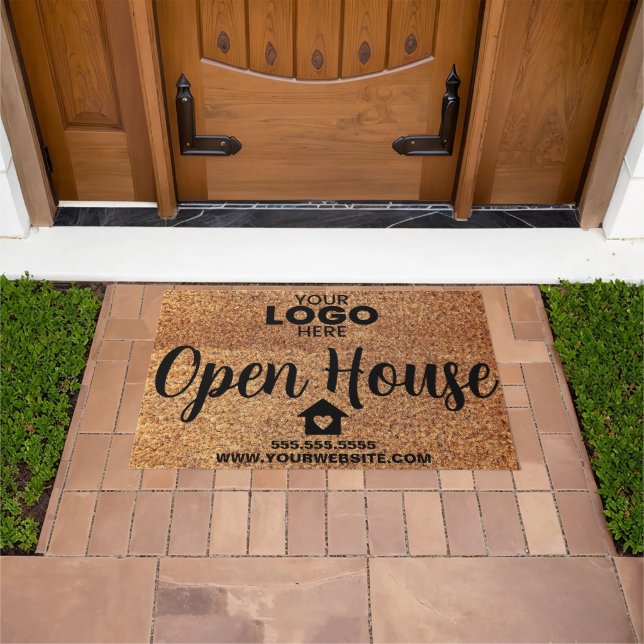 Personalized Open House Real Estate Realtor Logo Doormat (Outdoor)