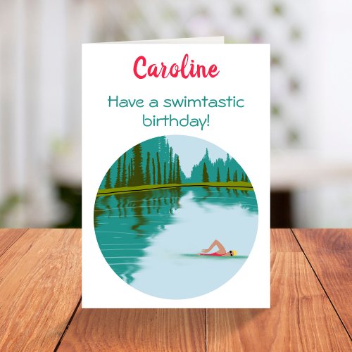Personalized Open Water Swimming Birthday Card