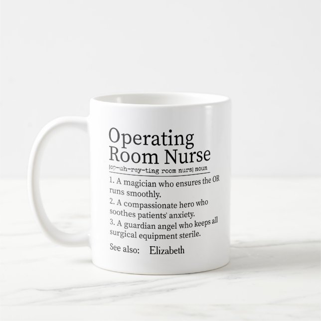 Personalized Operating Room Nurse OR Nurse Gift Coffee Mug (Left)