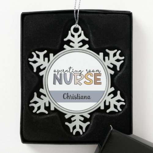 Personalized Operating Room Nurse OR Nurse Snowflake Pewter Christmas Ornament