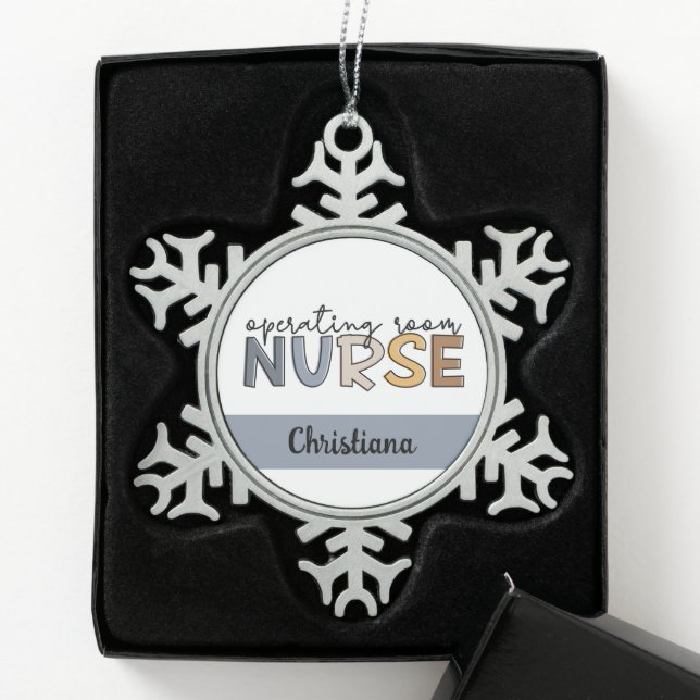 Personalized Operating Room Nurse OR Nurse Snowflake Pewter Christmas Ornament (Box)