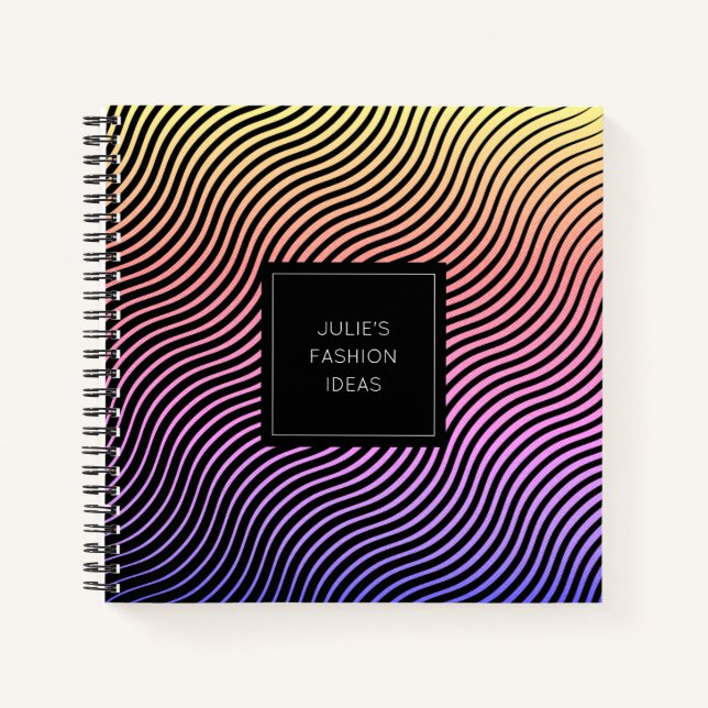 Personalized Optical Waves Sketchbook Notebook (Front)