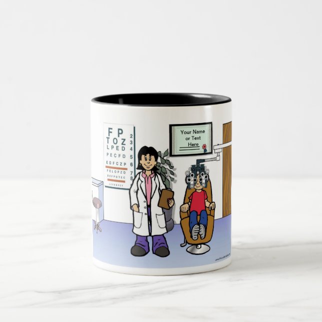 Personalized Optometrist - Female Cartoon Two-Tone Coffee Mug (Center)