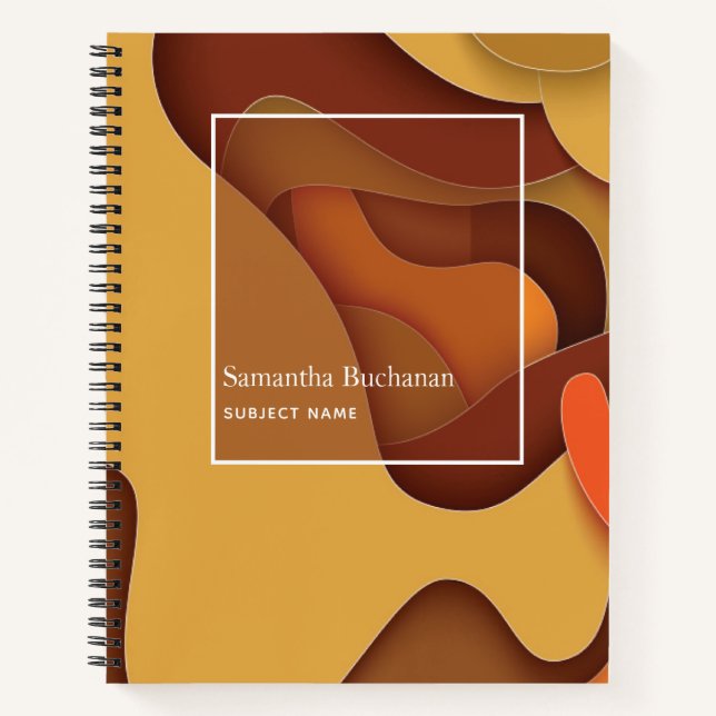 Personalized Orange Abstract Pattern Graph Paper Notebook (Front)