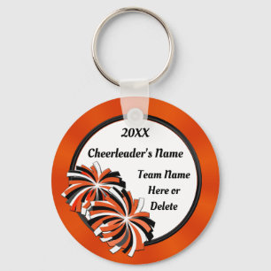 Personalized Orange and Black Cheer Keychains