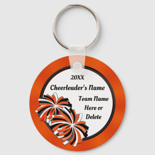 Personalized Orange and Black Cheer Keychains