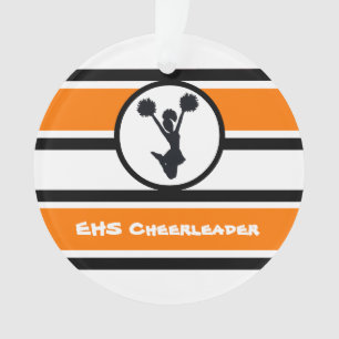 Personalized Orange and Black Cheerleader Ornament