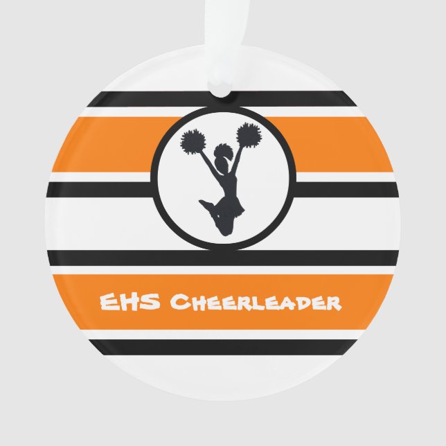 Personalized Orange and Black Cheerleader Ornament (Front)