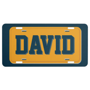Personalized Orange and Blue License Plate