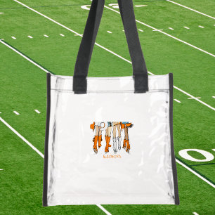 Personalized Orange and White Game Day Girls Clear Tote Bag
