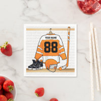 Personalized Orange and White Ice Hockey Jersey