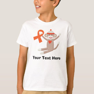 Personalized Orange Awareness Ribbon Sock Monkey T-Shirt