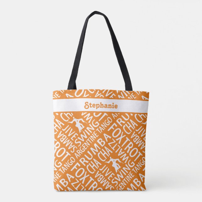 Personalized Orange Ballroom Dancing Tote Bag (Back)