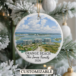 Personalized Orange Beach Ornament, Custom Alabama Ceramic Ornament